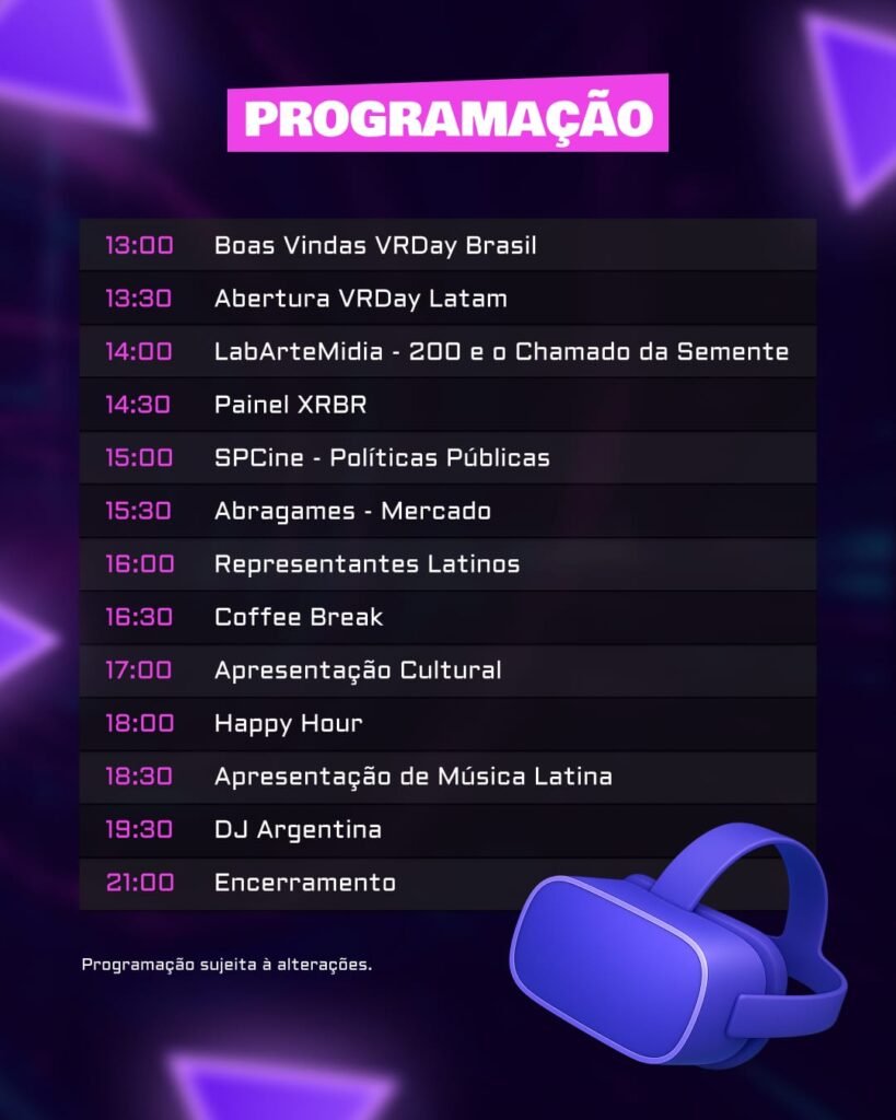 Programação VR Day Latam 2025